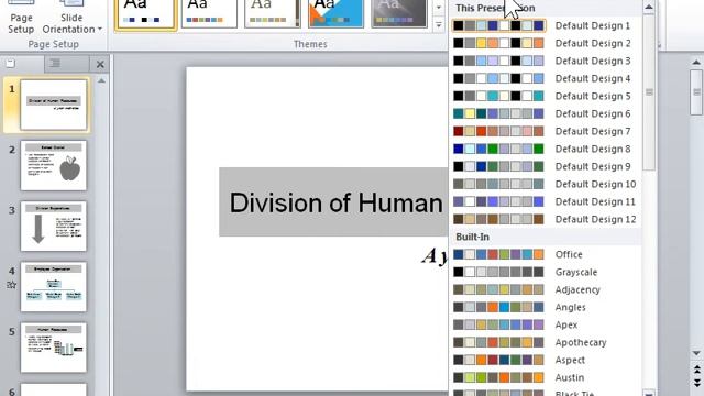 PowerPoint 2010 Change the Color Scheme of a Slide so It Differs from the Master Slide