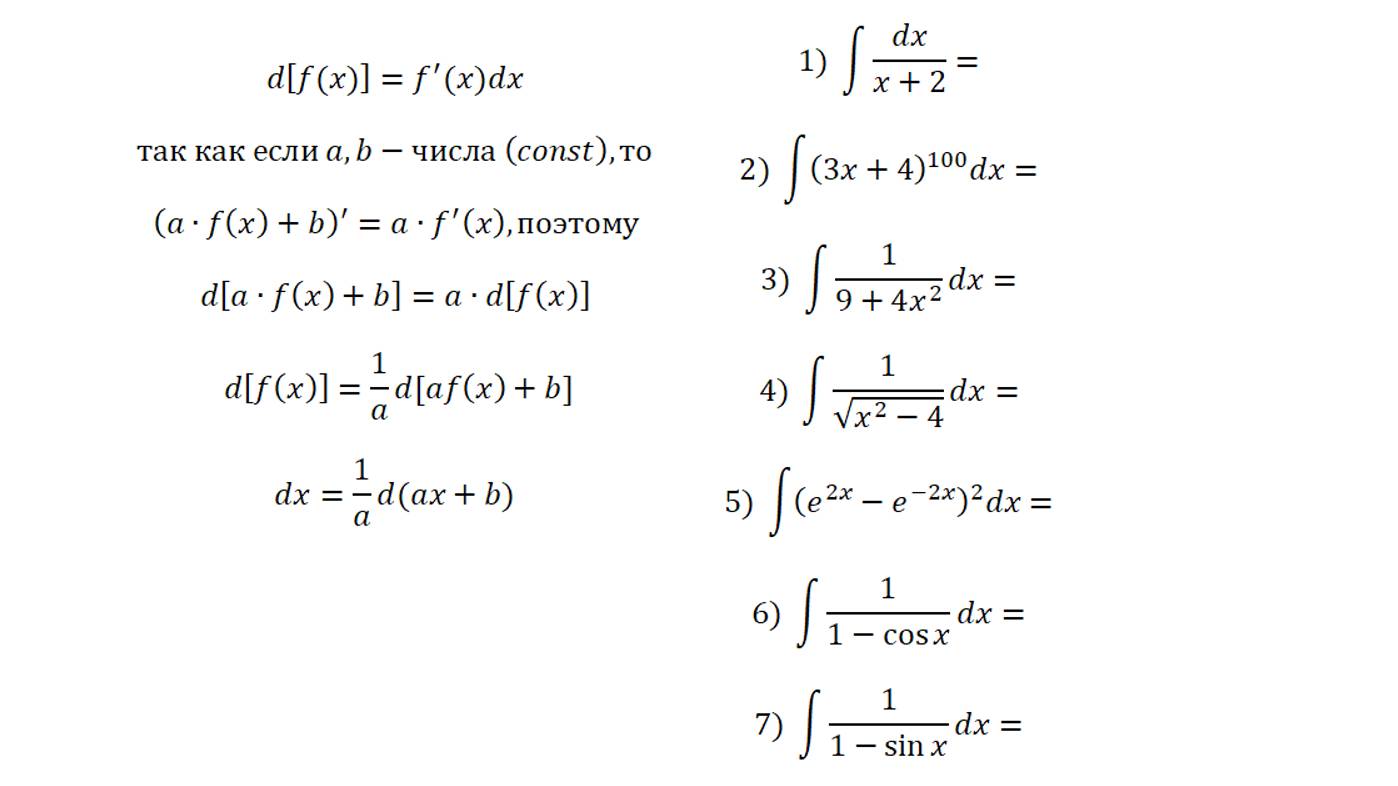 Интегрирование 2. Преобразование дифференциала