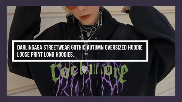 Darlingaga Streetwear Gothic Autumn Oversized Hoodie Loose Print Long Hoodies Women Tops Casual