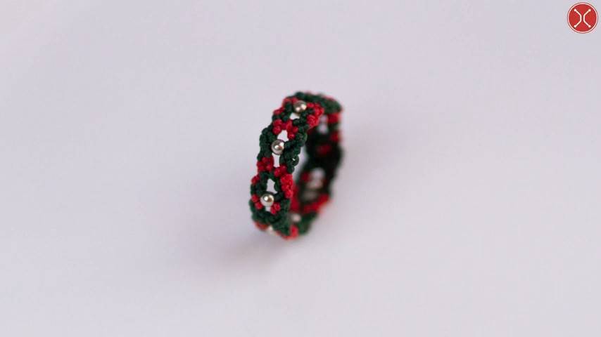 Macrame tutorial： How to macrame a ring with the basic beads pattern - Step by step tutorial