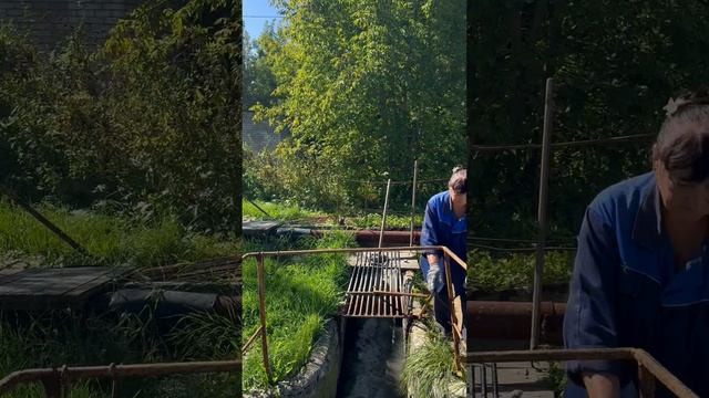 1 ЭТАП КОСы. Процесс очистки воды от мусора на решетках ВРУЧНУЮ