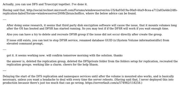 DFS Synchronization between truecrypt mounted volumes? (2 Solutions!!)