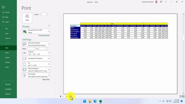 Printing Microsoft Excel Sheets