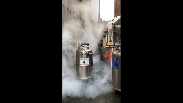 Filling liquid nitrogen Dewar in slow motion