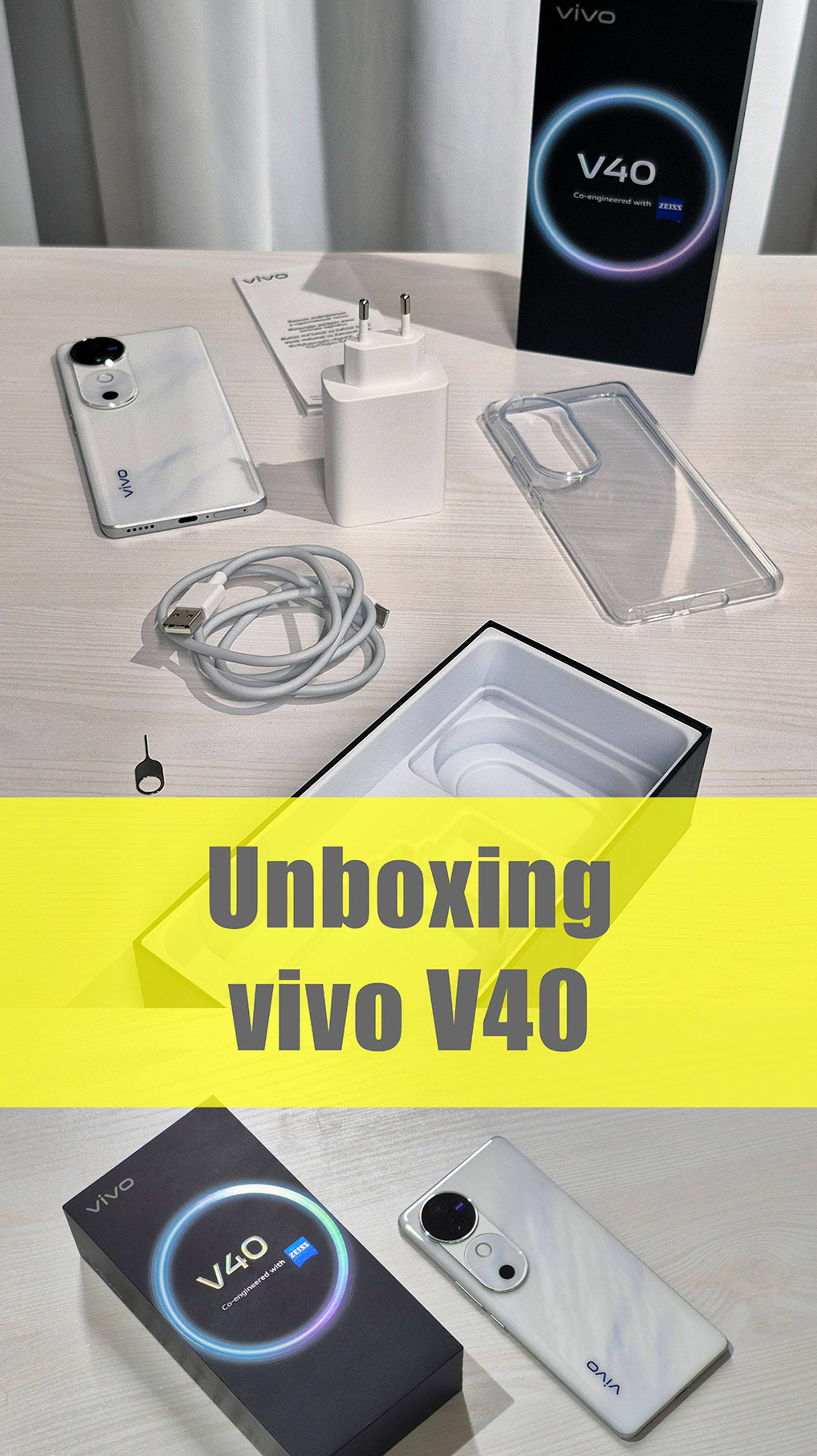 Распаковка vivo V40 с блоком питания и чехлом в комплекте