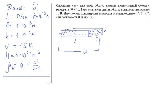 Ток через полупроводниковую пластину