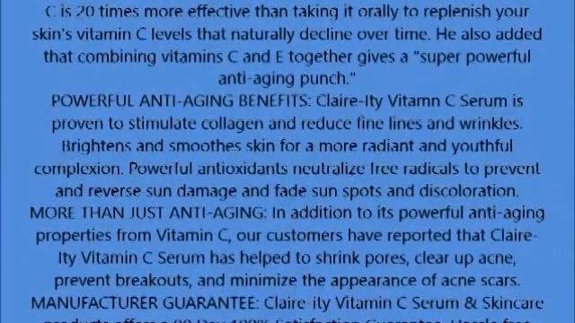 Claire ity Skincare 25% Vitamin C Serum with Hyaluronic Acid and Vitamin E, Best Organic Anti Aging
