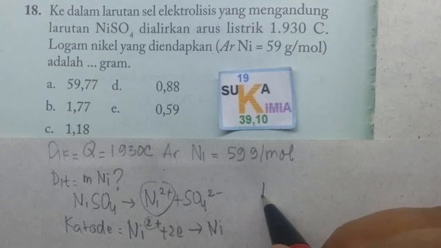 Hukum Faraday-soal mencari massa nikel yang diendapkan sel elektrolisis - kimia SMA