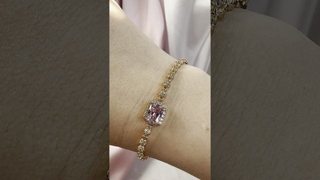 Браслет "Леди" с розовым фианитом (17/19 см.), Xuping Jewelry