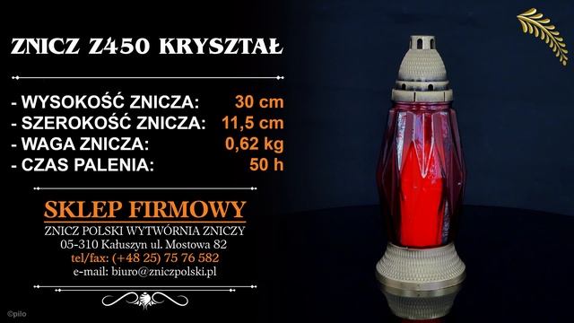 Nowoczesny a zarazem tradycyjny znicz na groby prosto od producenta  Z450 KRYSZTAŁ CZERWONY