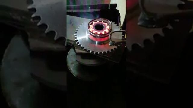Induction Hardening Process | Duplex Chain Sprocket Induction Hardening to 40-45 HRC.