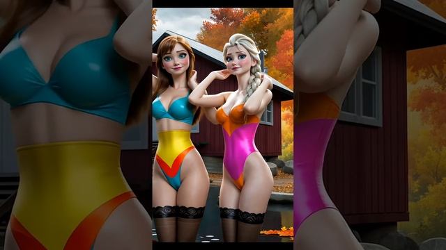 AI generated sexy Elsa Anna bikini