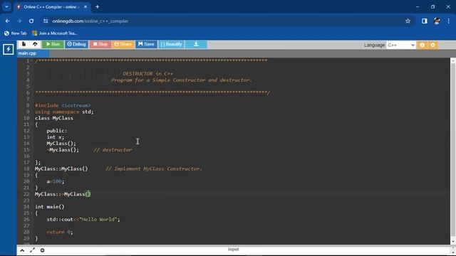 Destructor in C++ program || Placement || C++