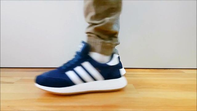 ADIDAS INIKI RUNNER BOOST NAVY on Feet and Close Up