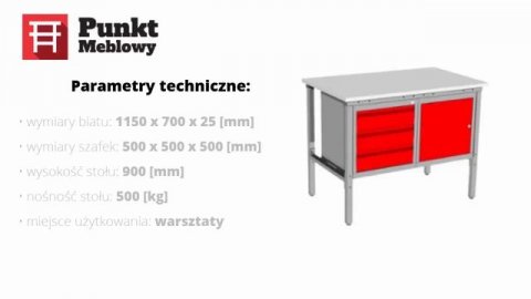 Robocze stanowisko warsztatowe z 2 szafkami metalowymi producenta RA Construction