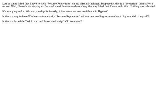 How to make hyper-v automatically resume replication?