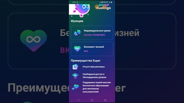 Обзор на подписку SUPER DUOLINGO #DUOLINGO