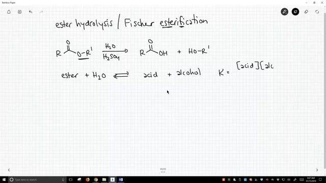 ester hydrolysis and Fischer esterification