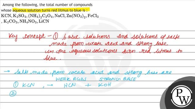 Among the following, the total number of compounds whose aqueous solution turns red litmus to bl...