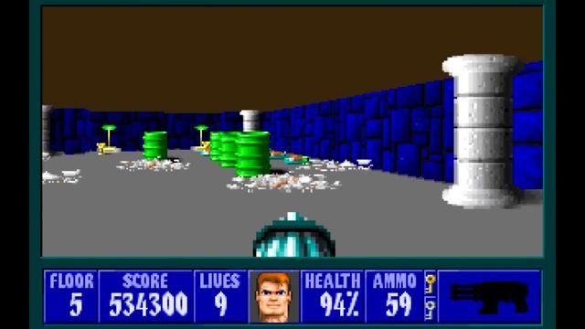 Wolfenstein 3D (id Software) (1992) Episode 6 - Confrontation - Floor 5 [HD]