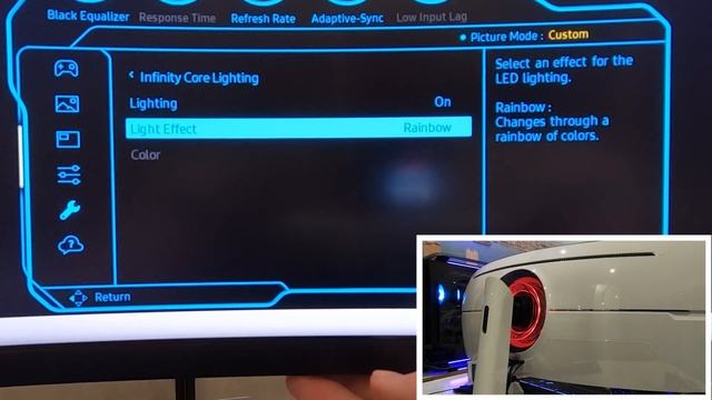 Настройка подсветки монитора Samsung Odyssey G9