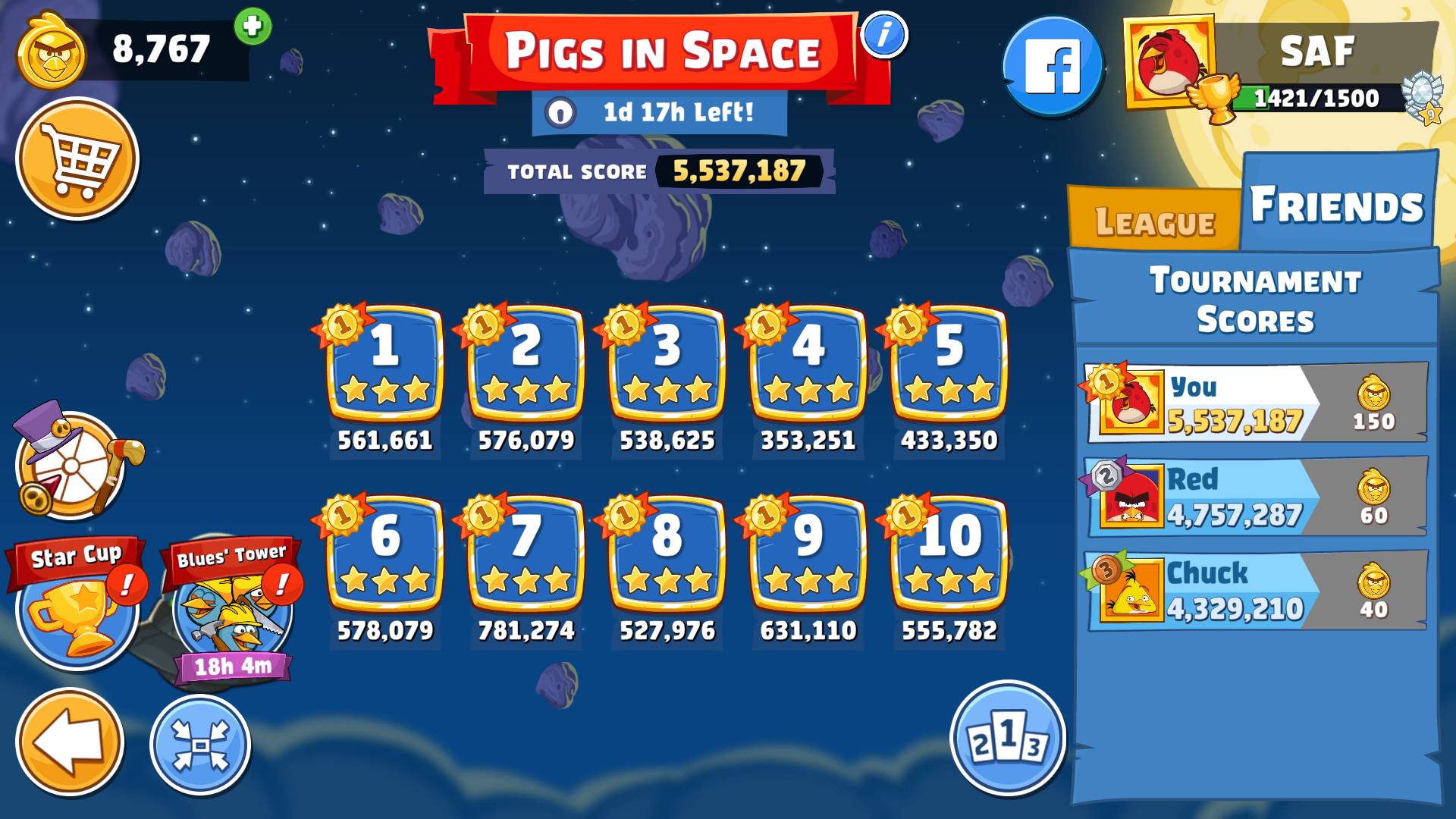 22Angry Birds Friends. Pigs in Space. All levels 3 stars. Прохождение от SAFa.