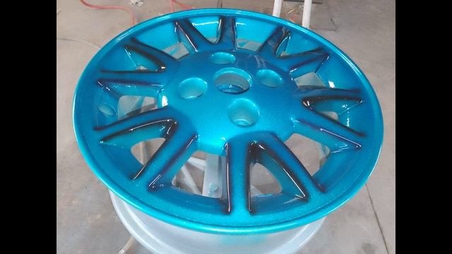 Покраска дисков NISSAN PRIMERA P11-144 в голубой CANDY 14.11.2024год.