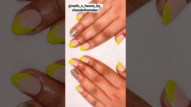 Neon French gel nail extensions @nails_n_henna_by_chandnihemdev