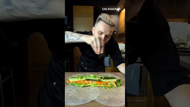 Куриный ролл с овощами в рисовой бумаге в аэрогриле Demiand 🫔