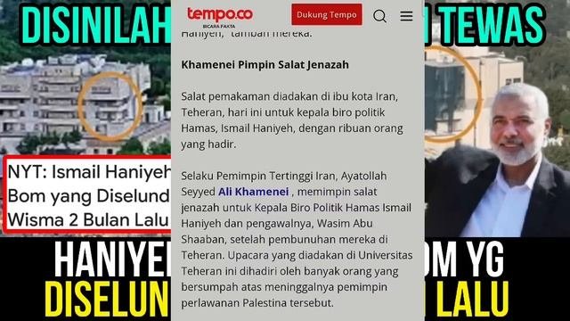 Ternyata Ismail Haniyeh Terboenuh  Oleh B000m Yg Diselundupkan 2 Bulan Lalu