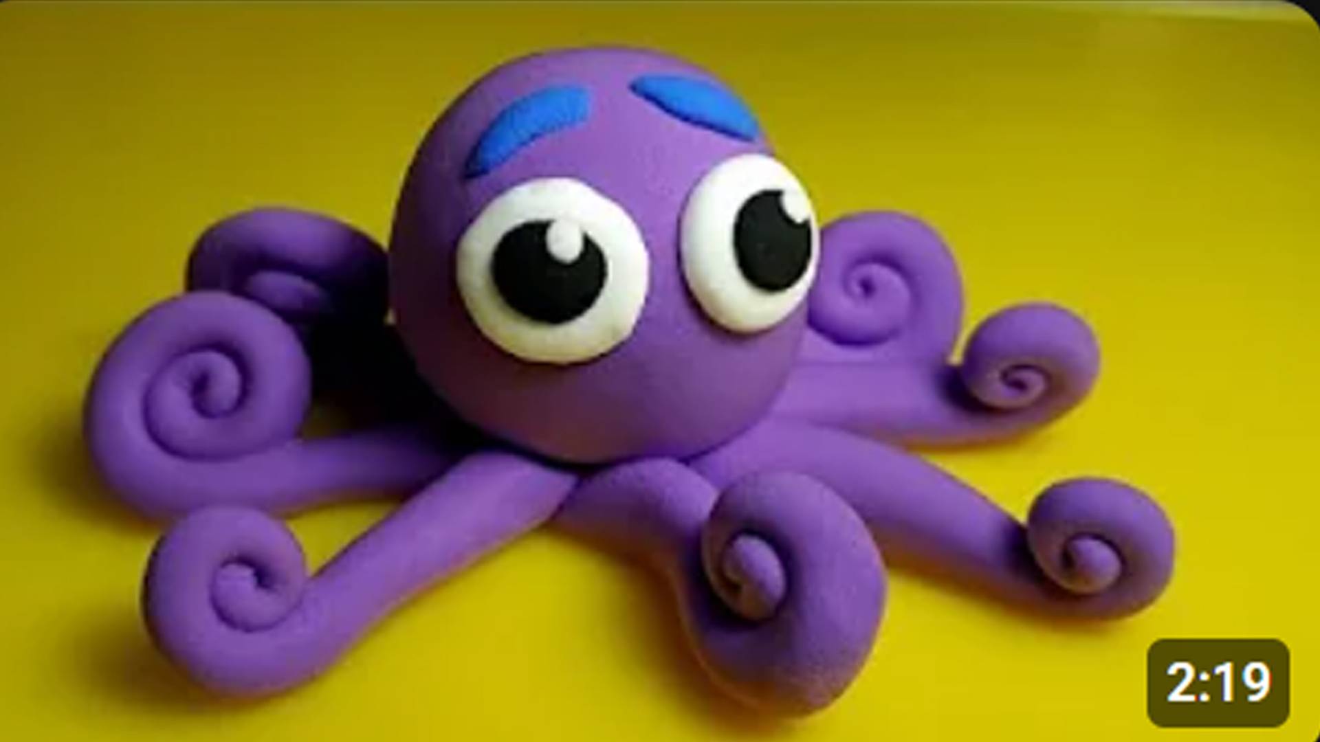 Осьминог из пластилина. Лепим осьминога. Octopus Plasticine clay.