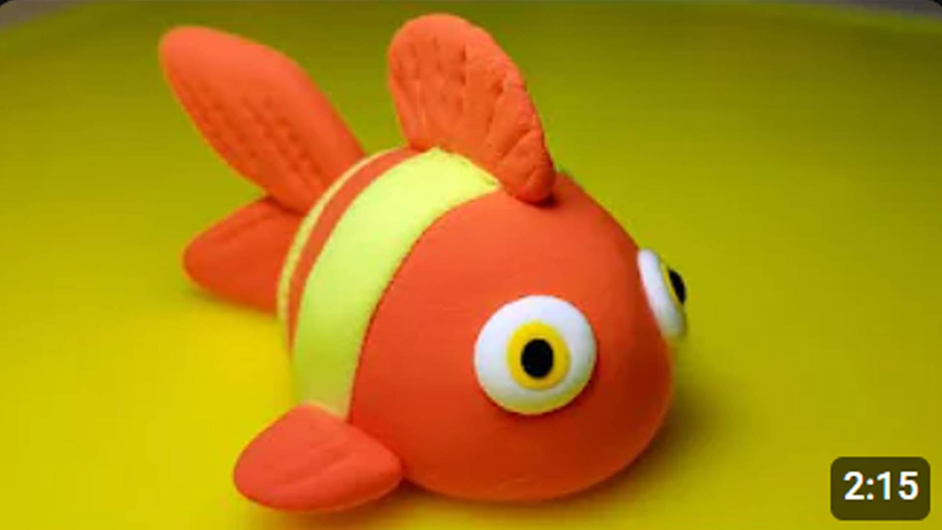 Рыбка из пластилина Лепим коралловую красную рыбку Fish Plasticine clay.