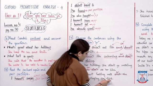 Class 4 - English - Unit 17 - Lecture 4  5 - sentences  writing - Allied Schools
