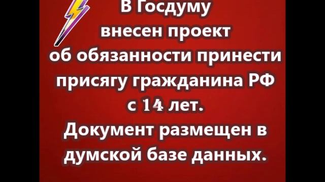 В Госдуму внесен проект об обязанности принести присягу гражданина РФ с 14 лет