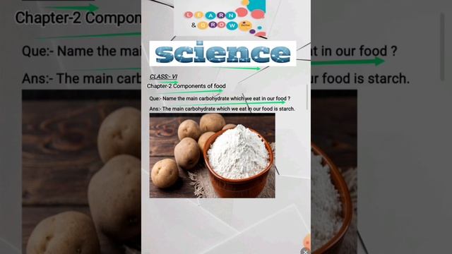 Class-6 |Chapter-2 | Science| Main Carbohydrate || Components of Food ||