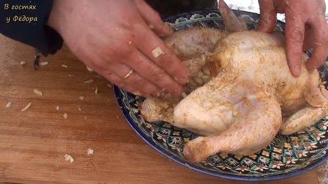 КУРИЦА ЗАПЕЧЕННАЯ ПОД СОЛЬЮ В КАЗАНЕ НА КОСТРЕ
