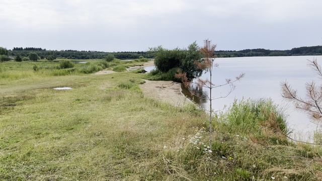 Пляж в посёлке Селище. Озеро Волго.