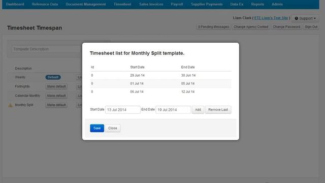 Timesheet Timespans