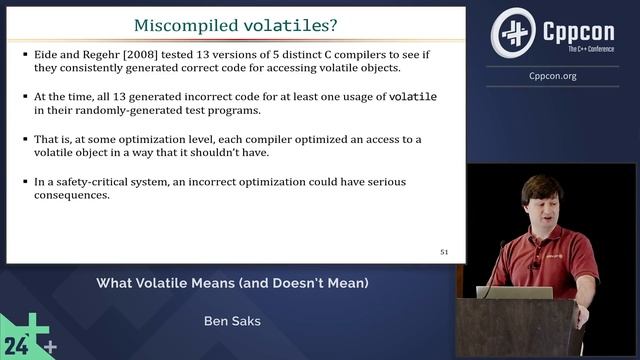 What Volatile Means (and Doesn’t Mean) in C++ Programming - Ben Saks - CppCon 2024