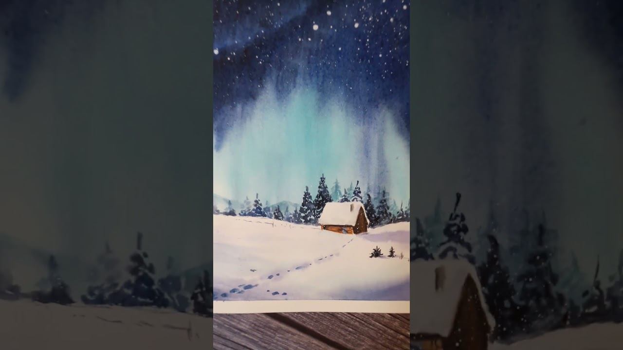Ночное сияние #Северное сияние #ночь #избушка