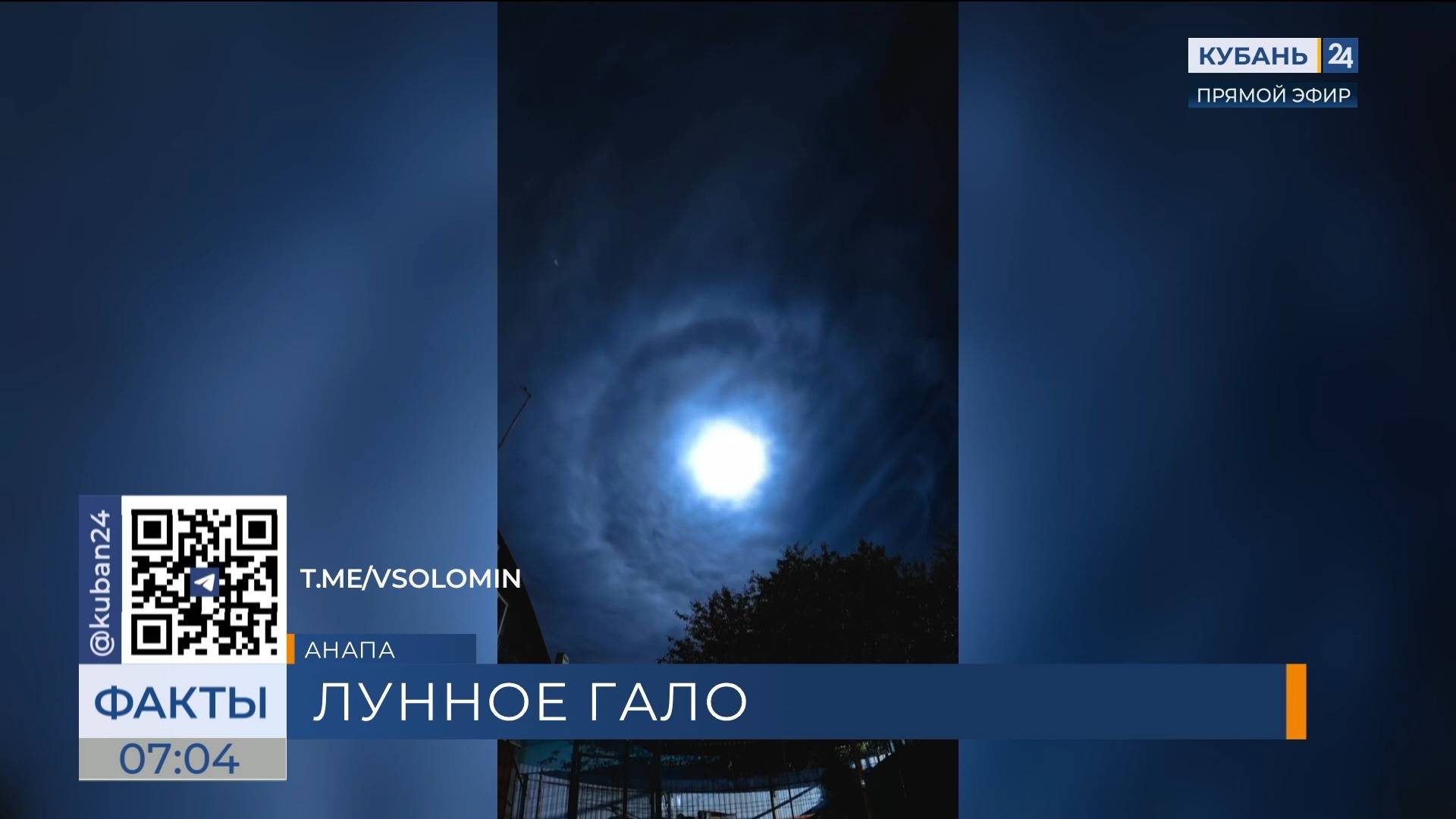 Окружавшее ночью Луну гало запечатлели жители Анапы
