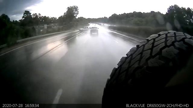 Truck Hydroplaning On A Highway #CaughtOnBlackVue