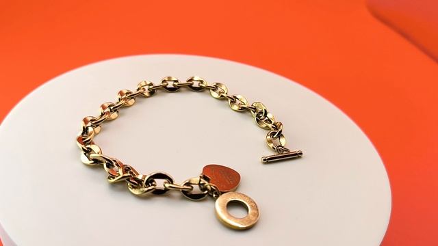 Цепь с кругом и сердцем браслет