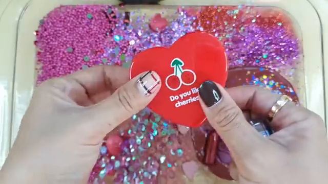 Слаймвишневого цвета, смешанная со слизью! видео со слизью ASMR