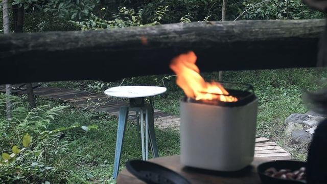 Bruke. Barn Door Making and Roasting Chestnuts