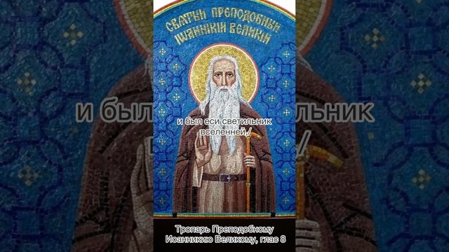 Тропарь Преподобному Иоанникию Великому, глас 8, 17 ноября по н.с.