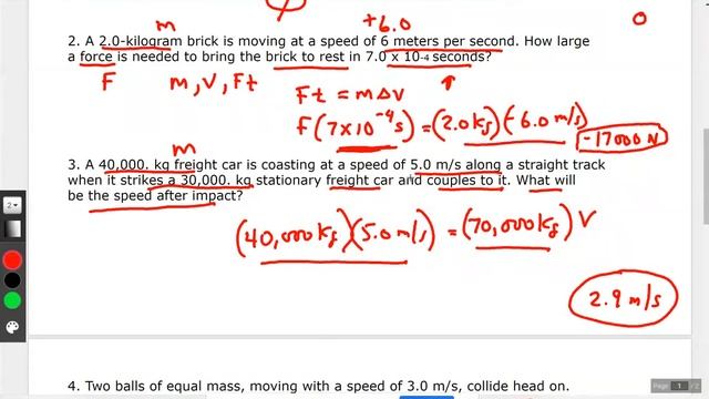 Impulse and Momentum WS