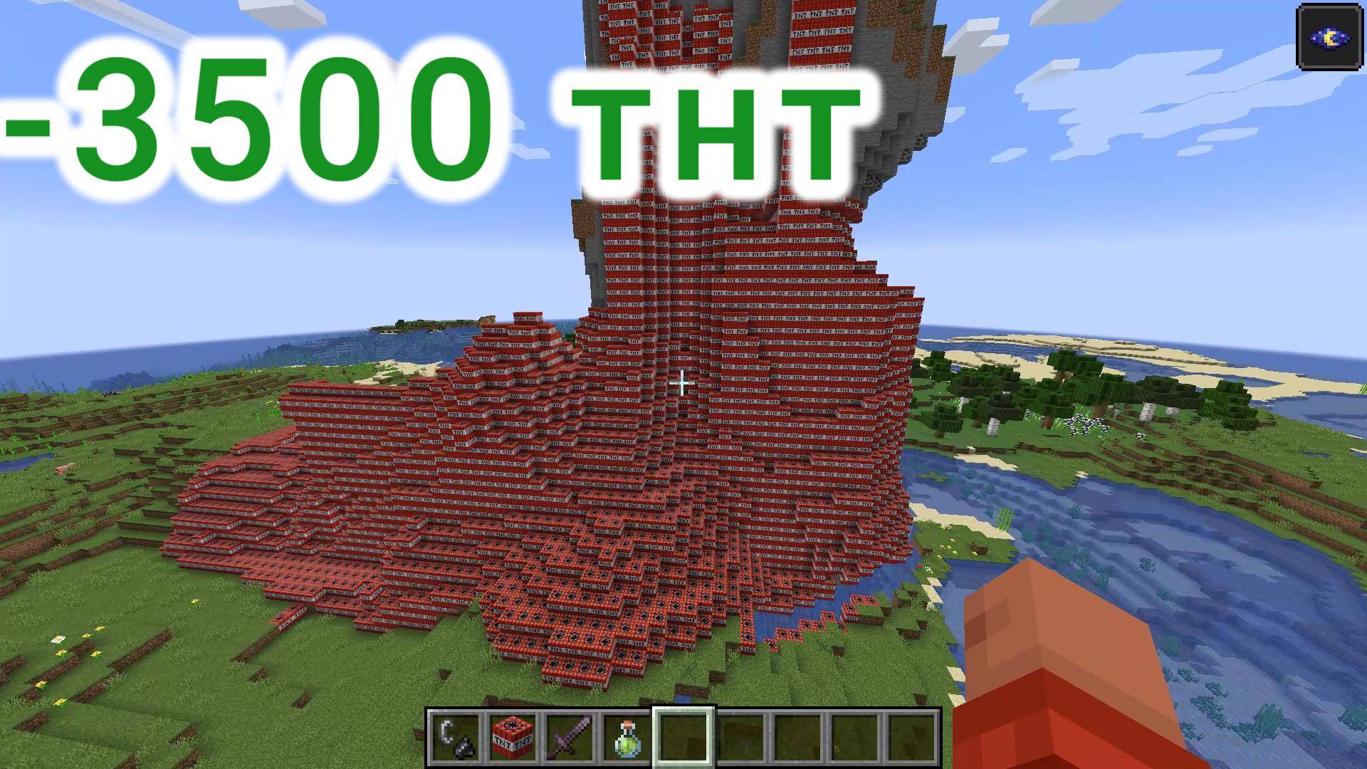 взорвал 3500 тнт в Minecraft