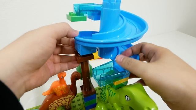 Marble Run ASMR Увлекательная игра «Конструктор» ☆ ASMR забавные динозавры и киты