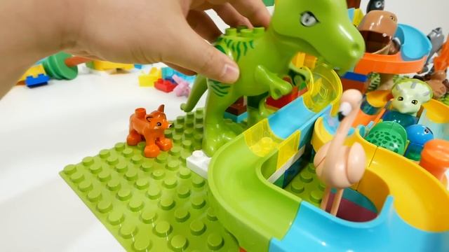Marble Run  - Увлекательная горка ВЕСЕЛЫЕ СТАРТЫ для шариков! ☆ ASMR Динозавры и жирафы